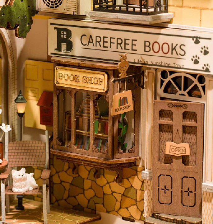 Productvisuals_Modelbouw-Robotime-Bookshelft-Insert-Sunshine-Town-TGB02-3-1