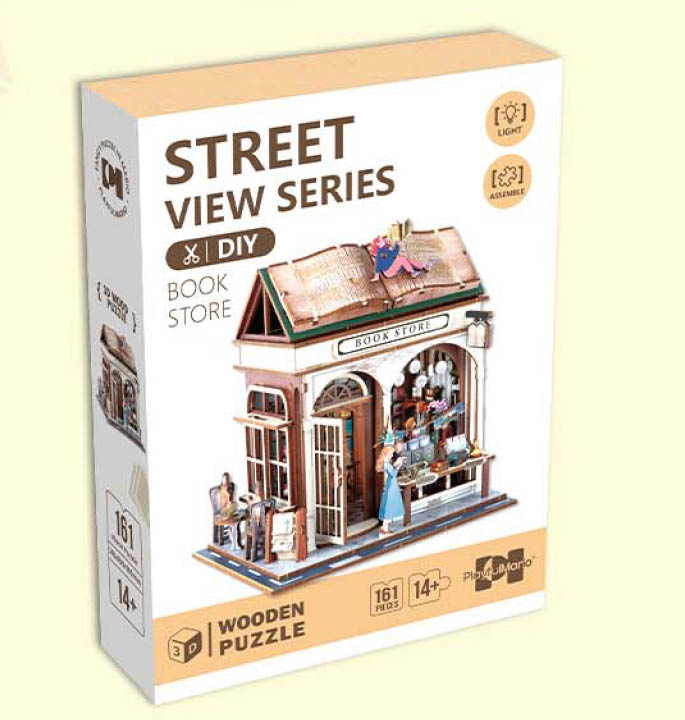 Productvisuals_Modelbouw 3D Wooden Puzzle Boekenwinkel 2