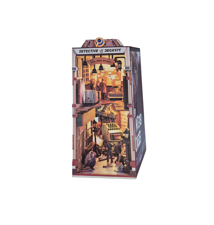 Productvisuals_Modelbouw 3D Wooden Puzzle Book Nook – Detectivebureau