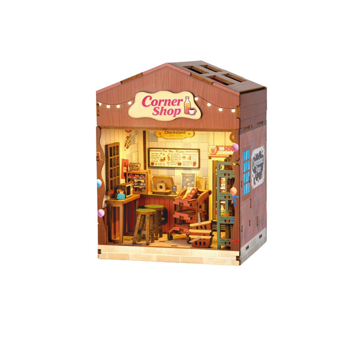 Productvisuals_Modelbouw 3D Wooden Puzzle Miniatuur Buurtwinkel