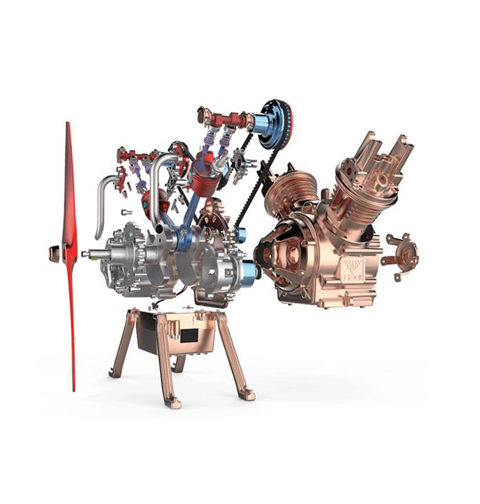 Productvisuals_Modelbouw Teching dubbele cilinder motor model dm143