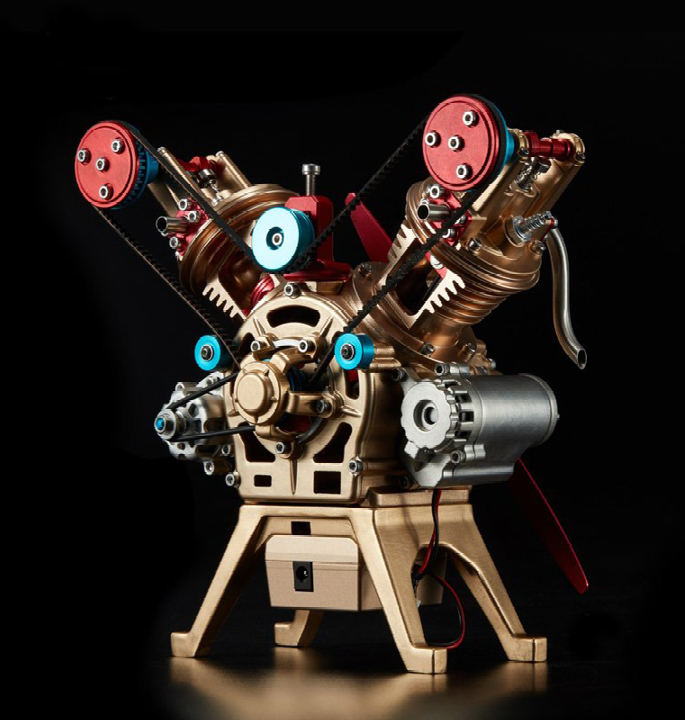 Productvisuals_Modelbouw Teching dubbele cilinder motor model dm145