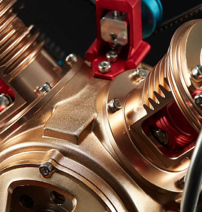 Productvisuals_Modelbouw Teching dubbele cilinder motor model dm146