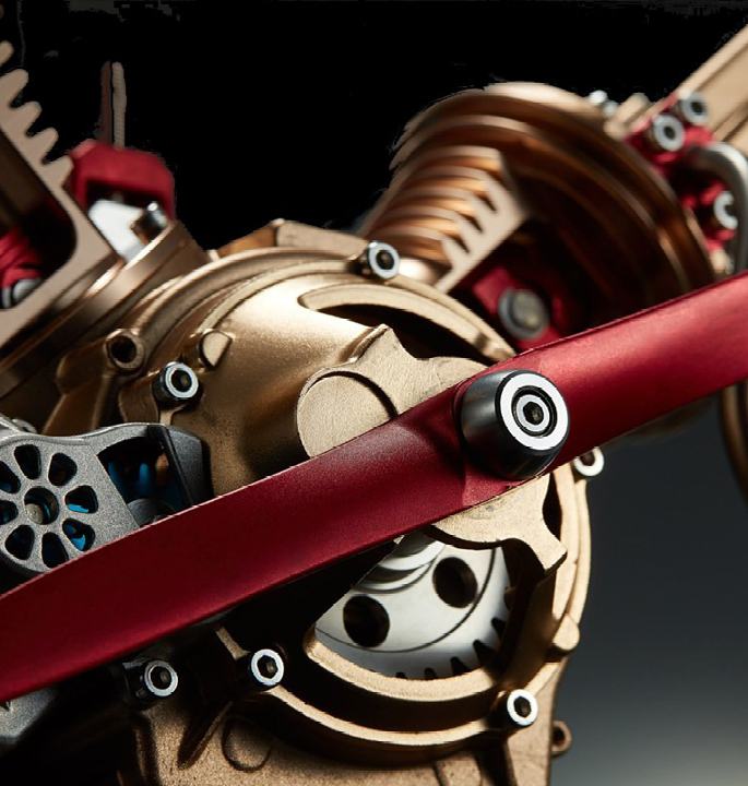Productvisuals_Modelbouw Teching dubbele cilinder motor model dm147